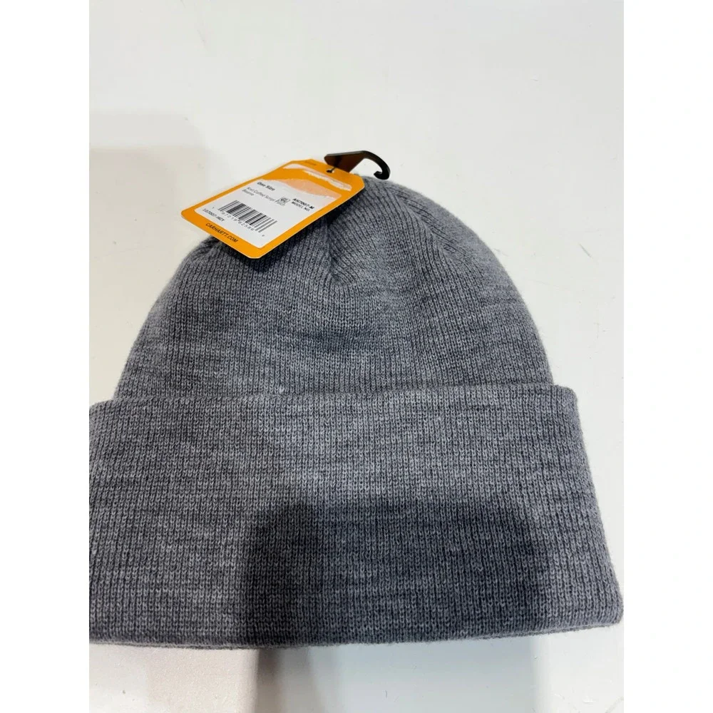 Carhartt Knit Cuffed Script Patch Beanie Women OS Gray AH7007-M Logo Hat